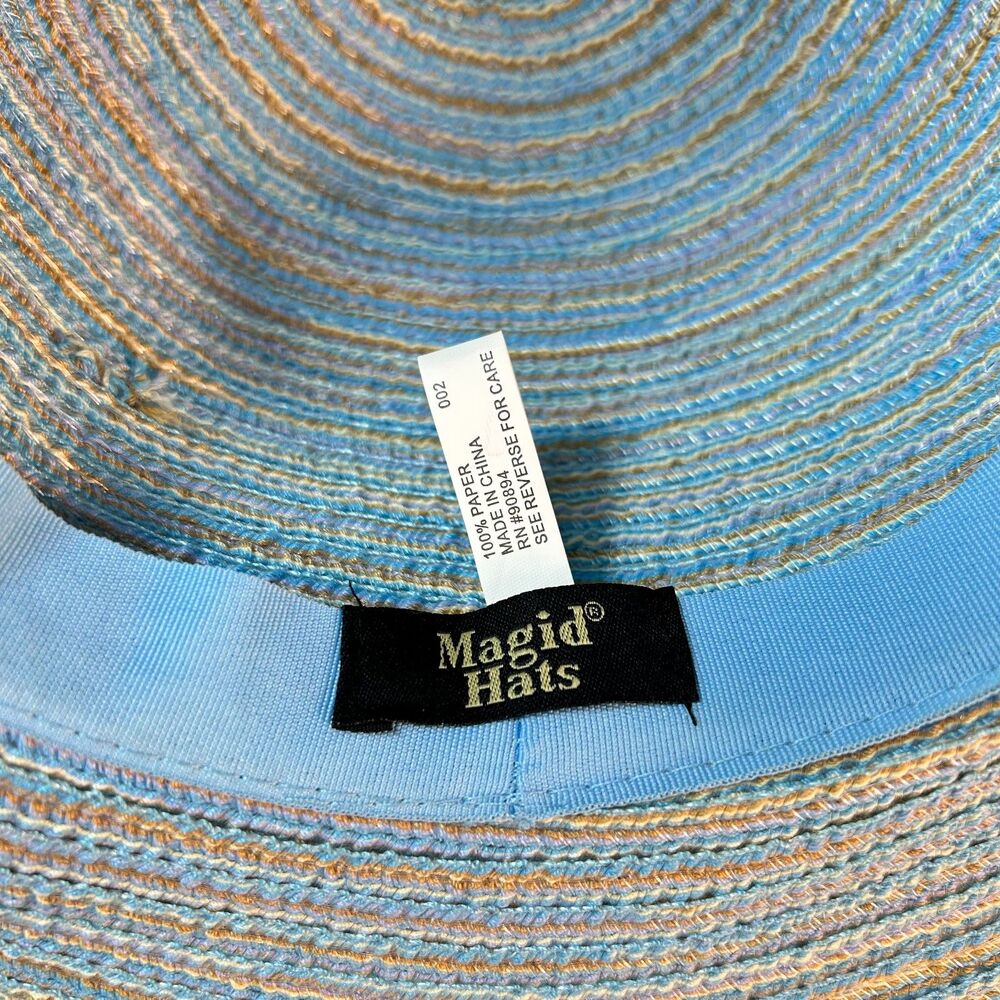 Magid Hats Women's Blue Tan Braided Wide Brim Sun Hat One Size - Picture 4 of 11